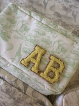 Beautiful green toile print pouch