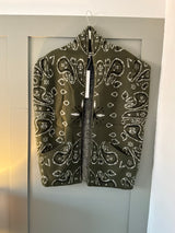 Bandana Print Waistcoat Gilet with pockets. Wool and Cotton blend