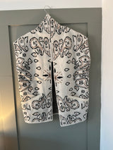 Bandana Print Waistcoat Gilet with pockets. Wool and Cotton blend