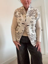 Bandana Print Waistcoat Gilet with pockets. Wool and Cotton blend