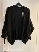 Cardigan with frill sleeve and tie