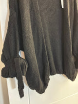 Cardigan with frill sleeve and tie