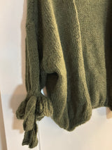 Cardigan with frill sleeve and tie