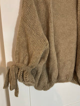 Cardigan with frill sleeve and tie