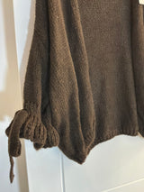 Cardigan with frill sleeve and tie